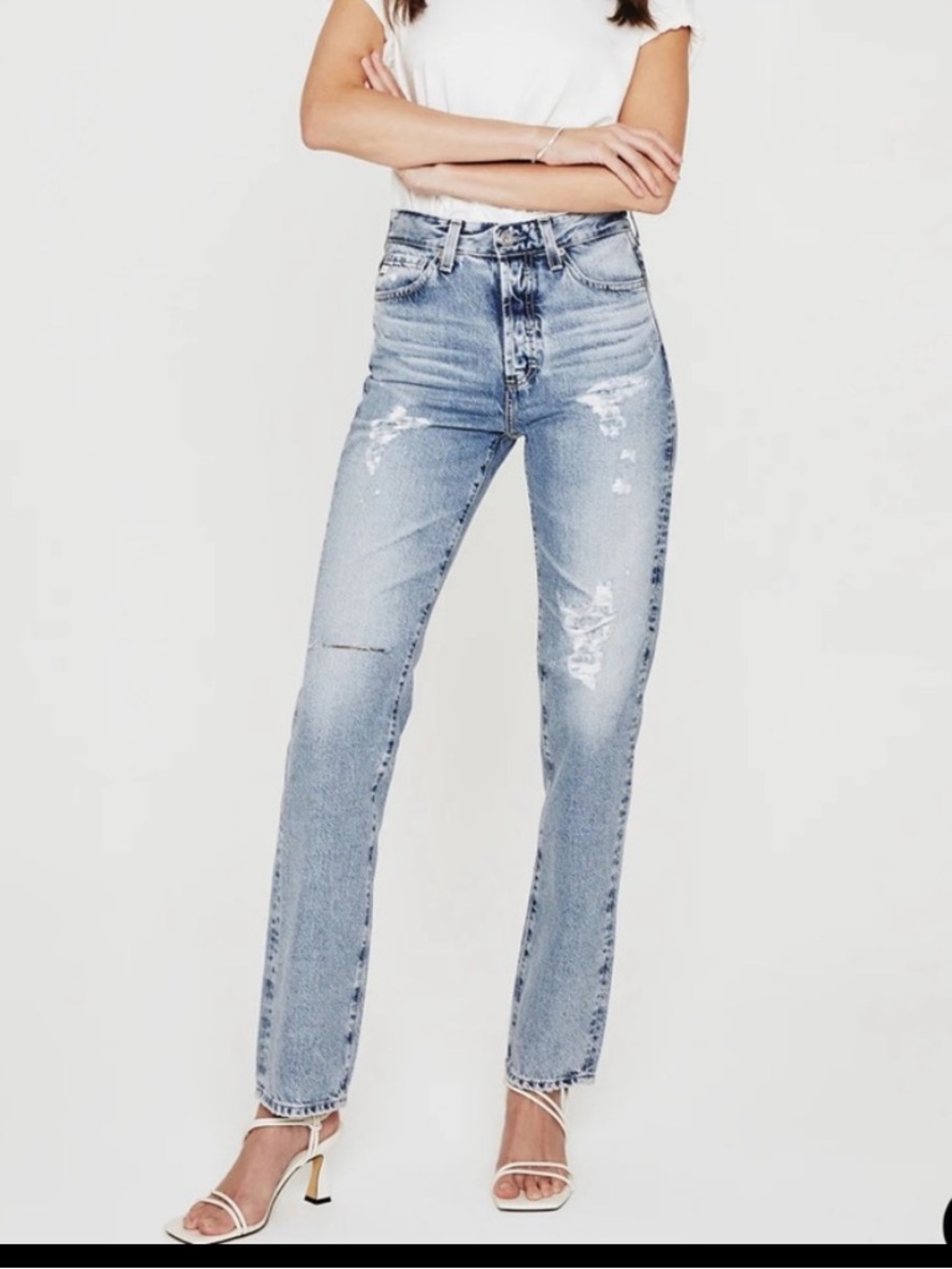 NWT AG Alexis Vapor Wash Straight Leg High Rise Vintage Fit Jeans in Breeze